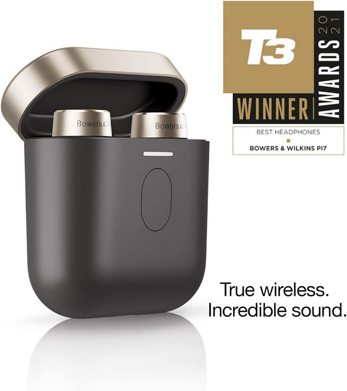 Bowers & Wilkins PI7 In-Ear True Cuffie wireless, 6 microfoni integrati, Bluetooth 5.0 Qualco